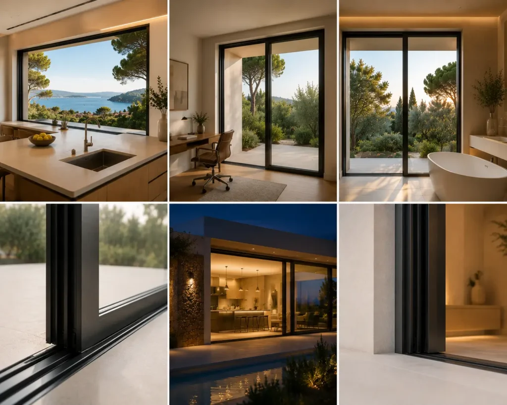 Pose d'une fenêtre à lévitation magnétique à Saint-Tropez dans une villa contemporaine.